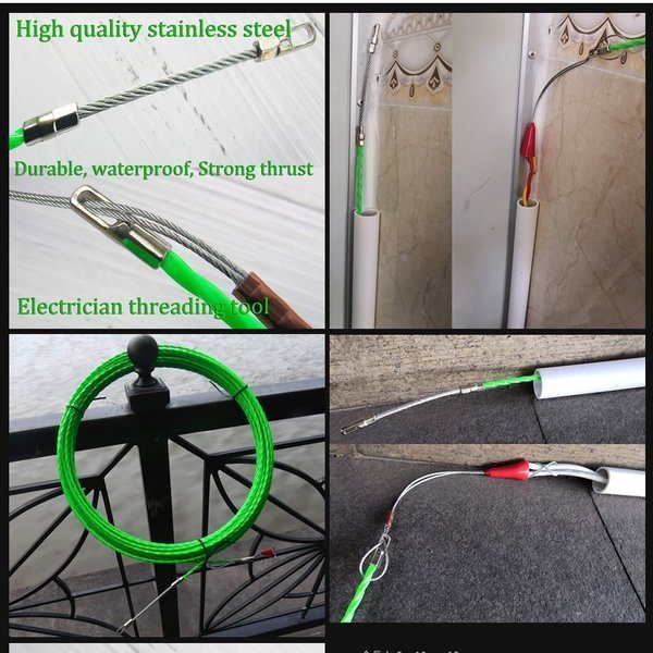  through line wire .. make Lead line 2 piece attaching 10M through line wire steel wire wiring through line tool TUSENWAI-10