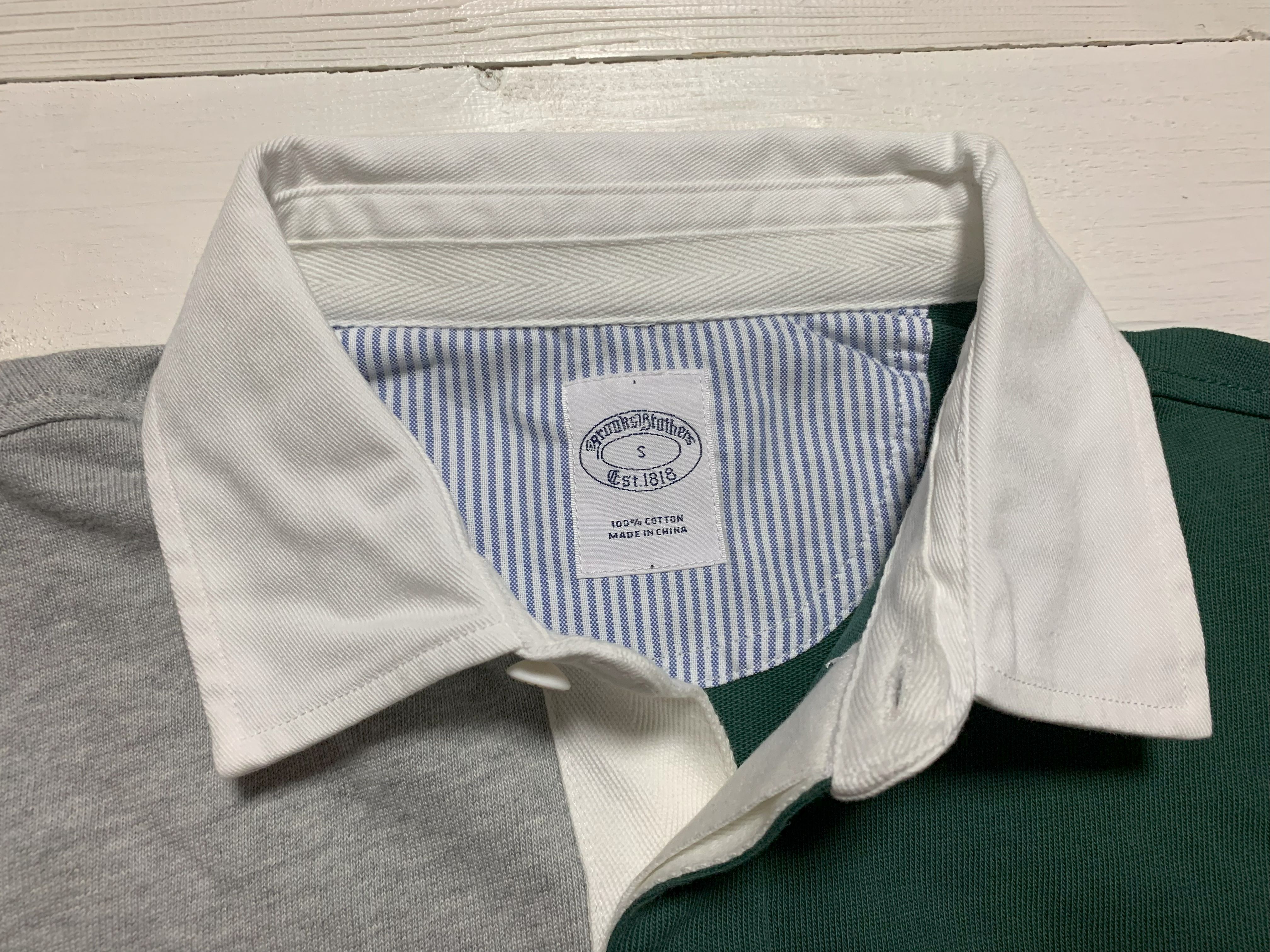  Brooks Brothers длинный рукав регби рубашка серый мужской Brooks Brothers 082