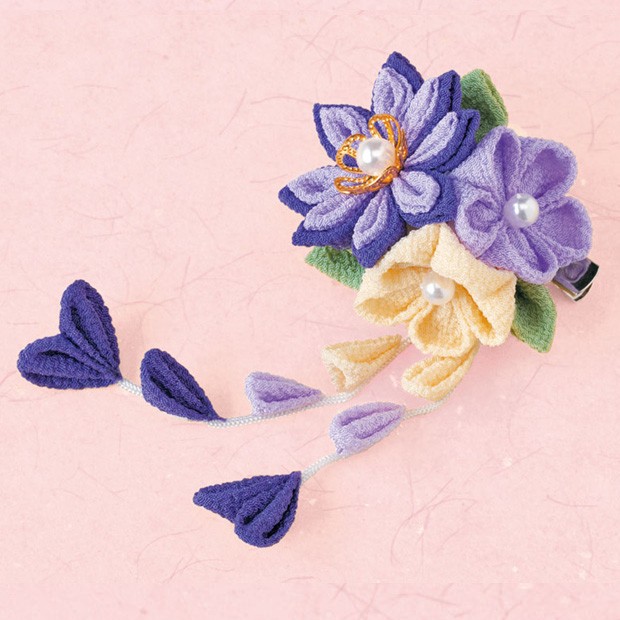  craft sewing cloth handicrafts capital crepe-de-chine knob skill bouquet. brooch purple l Takagi fiber lpa Nami l