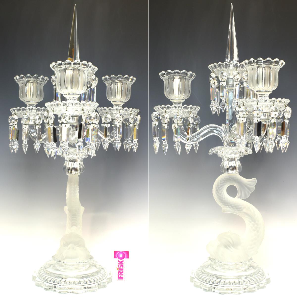 [. приятный ] Baccarat baccarat crystal [ Dolphin свеча подставка ] высота 60cm масса 5,2kg подлинный товар гарантия H2051