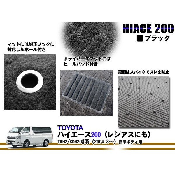 ハイエース200系、標準ボディーS-GL 用フロントカーペット純正品❗ ハイエース 標準S-GL用 パンチカーペット 低床ベッドキット ロー