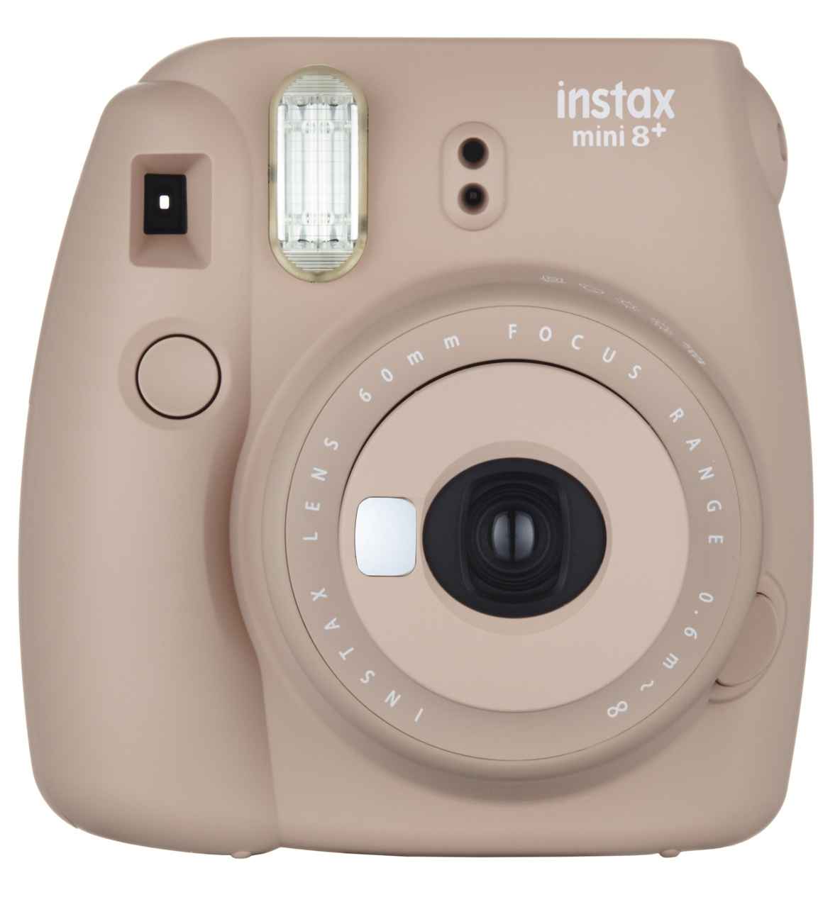 FUJIFILM instant camera Cheki instax mini8 plus connection . lens * original hand with strap . cocoa INS MINI