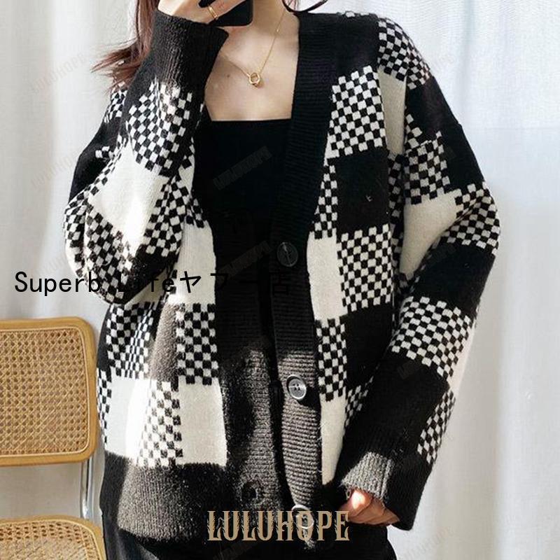  cardigan lady's long sleeve autumn winter easy oversize knitted tops outer V neck medium height middle thick 