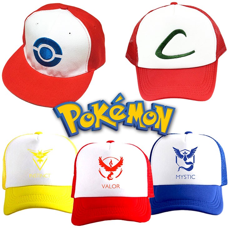 ポケモン GO チームカラー ロゴ キャップ 3カラー 赤 青 黄 / ポケモントレーナー サトシ 初代 ベストウィッシュ bw コスプレ 帽子 2カラー