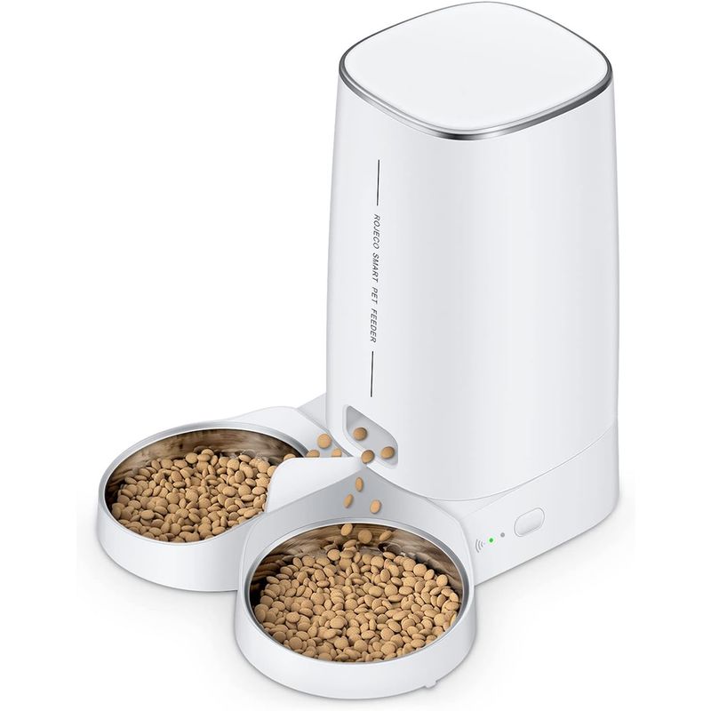 ROJECO many head ... oriented automatic feeder cat 2 pcs middle for small dog wifi smartphone .. operation 4L high capacity automatic feeding vessel 2 piece. made of stainless steel tray 