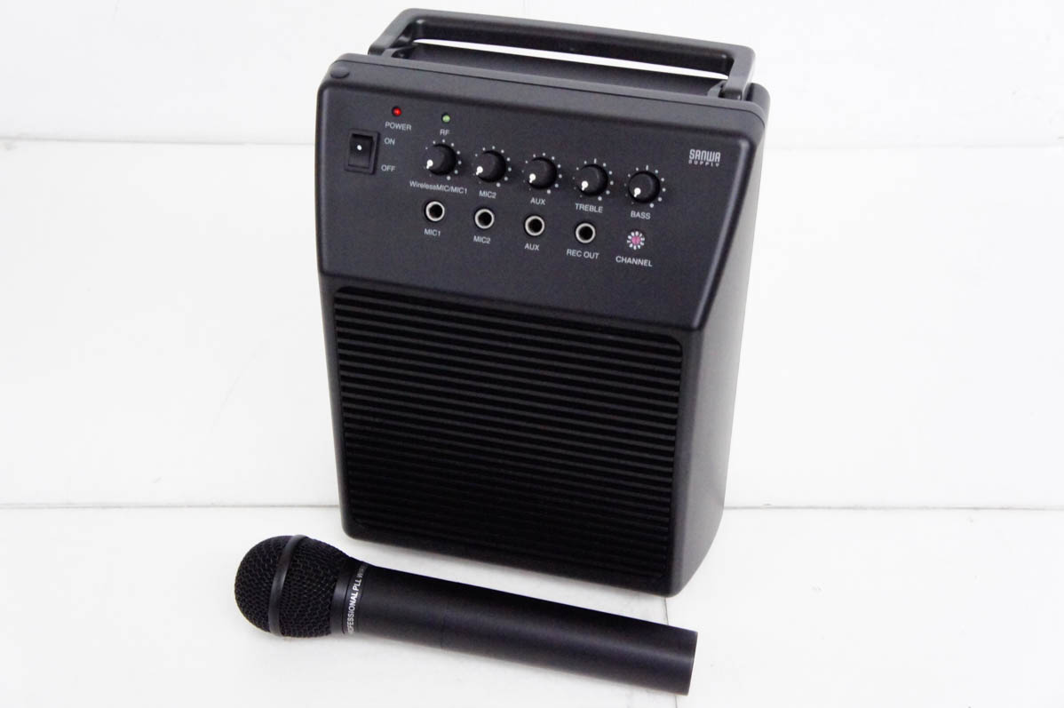  used Sanwa Supply wireless microphone attaching loudspeaker 400-SP055 portable wireless amplifier portable PA system 
