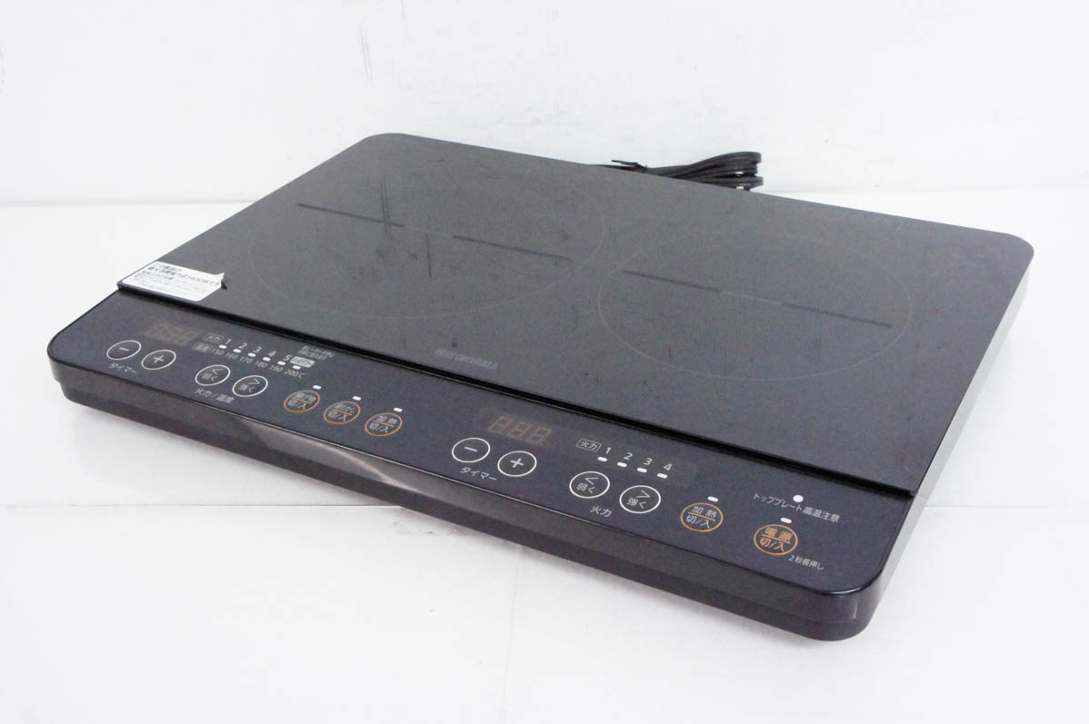 IRIS OHYAMA 2口IHコンロ脚付 IHK-W12SP-B （ブラック） 据置き型IH