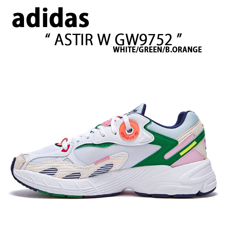 WMNS ADIDAS ASTIR "WHITE MULTI" GW9752 （クラウドホワイト/グリーン/ブリスオレンジ）の商品画像
