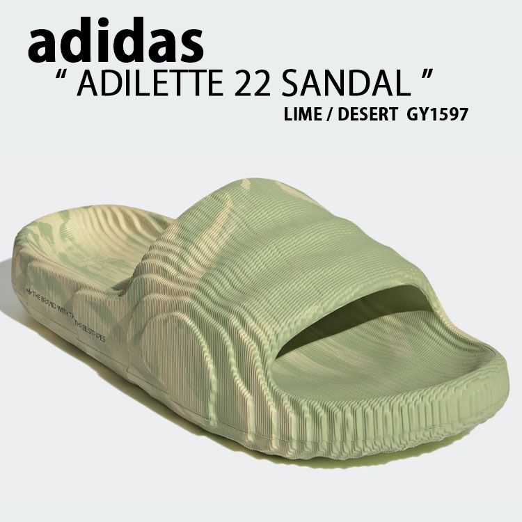 adidas ADILETTE 22 "MAGIC LIME DESERT SAND" GY1597 （マジックライム/Stデザートサンド/マジックライム） ADILETTE メンズシャワーサンダルの商品画像