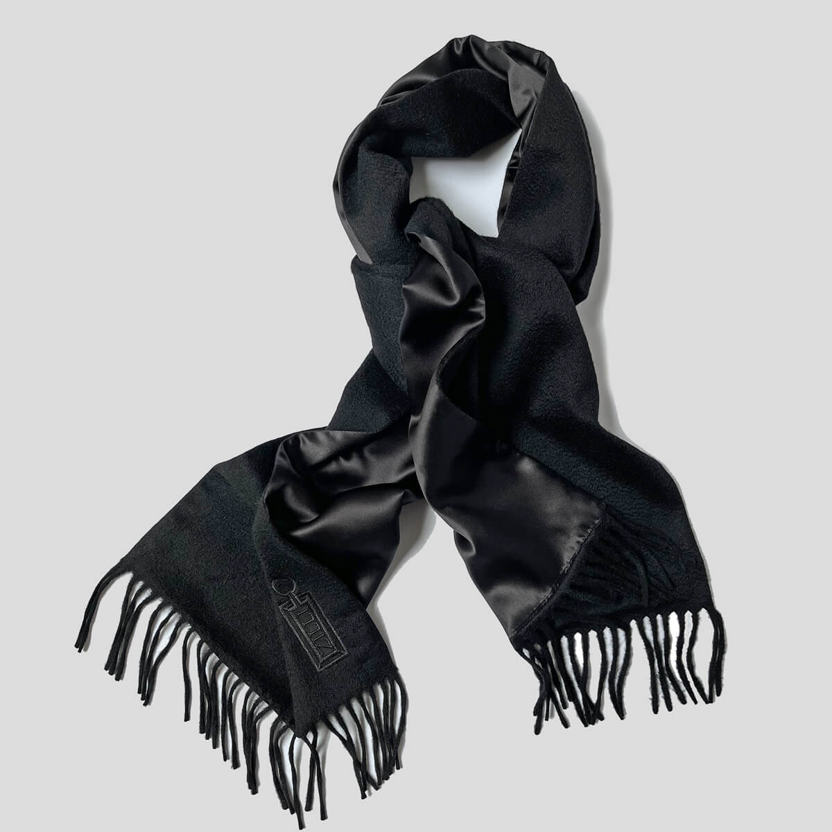 ZILLI (ji Lee ) cashmere silk muffler reversible muffler man and woman use stole men's lady's brand silk cashmere high class black plain 