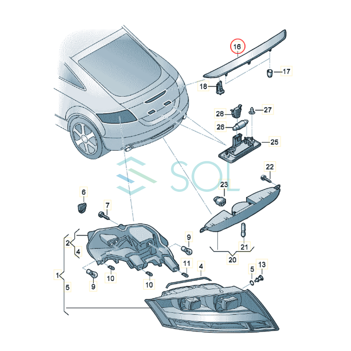  Audi TT 8J дополнительный стоп-сигнал на уровне глаз водителя 8J0945097 отгрузка конечный срок 18 час 