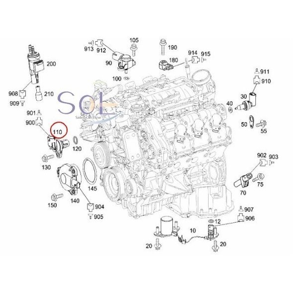  Benz W164 W251 X204 W639 camshaft position sensor ML350 ML500 R350 R500 GLK300 GLK350 V350 2729050143 2729050043