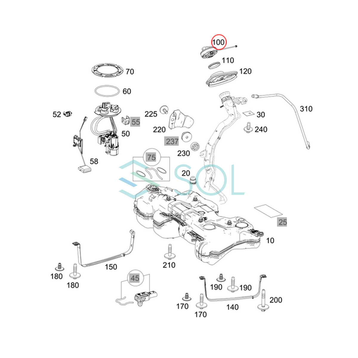  Benz W204 X204 fuel cap repair for cable wire C180 C200 C250 C280 C300 C350 C63 GLK300 GLK350 2214700705