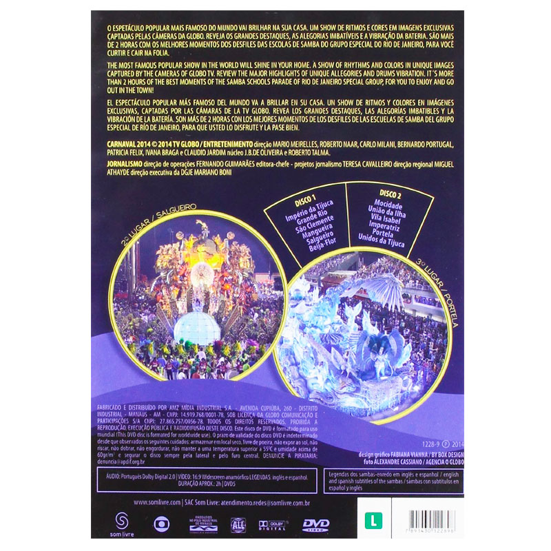  rio. car ni bar samba CARNAVAL 2014 RIO DE JANEIRO 2 sheets set DVD