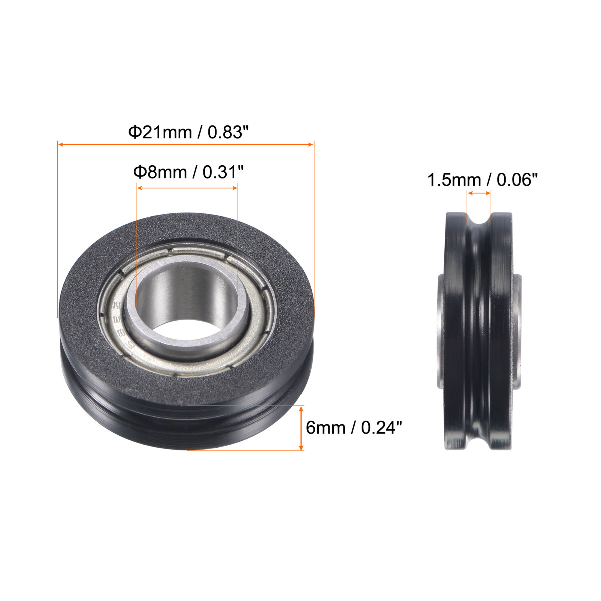 uxcell guide pulley wheel H groove POM coating sliding door for axis hole diameter 8 mm diameter 21 mm 4 piece 