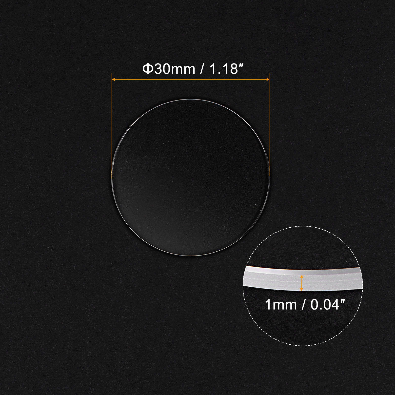 uxcell clock glass sapphire crystal lens diameter 30mm round Flat thickness 1mm exchange parts clock for repair clear 