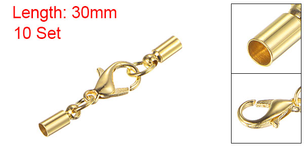 uxcell code end cap 2.5mm ID lobster black u Class p end cap bracele necklace for Gold tone 10 piece 