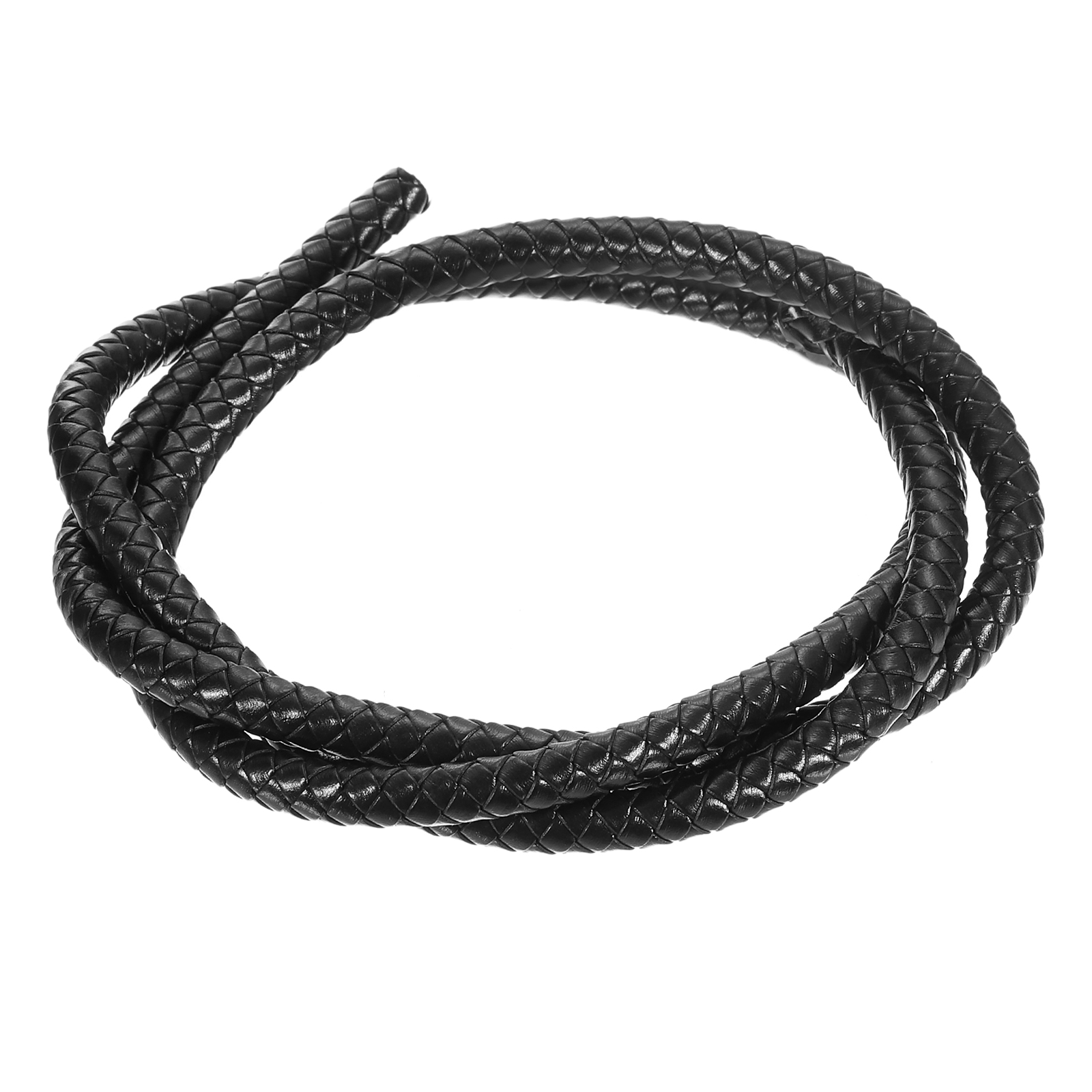 uxcell fake leather braided cord craft gem making necklace bracele for circle . leather BORO ta Ist ring rope 8mm x 1m black 