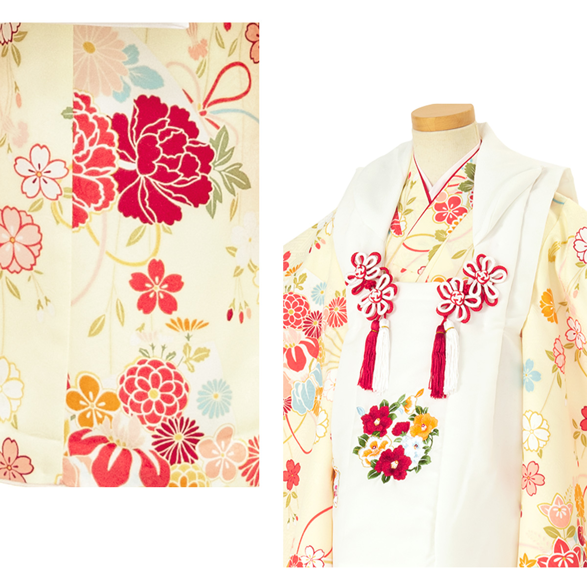  "Семь, пять, три" кимоно 3 лет распродажа девочка три лет кимоно комплект . ткань комплект белый желтый цвет ... вышивка кимоно hifu кимоно японская одежда японский костюм женщина . ребенок бесплатная доставка 