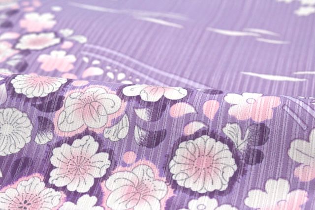 訪問着 袷 紫 桜色 絵羽文様 絵羽柄 辻が花 辻ヶ花 沙羅双樹 夏 訪問着 袷 紫 桜色 絵羽文様 絵羽柄 辻が花 辻ヶ花 沙羅双樹 夏