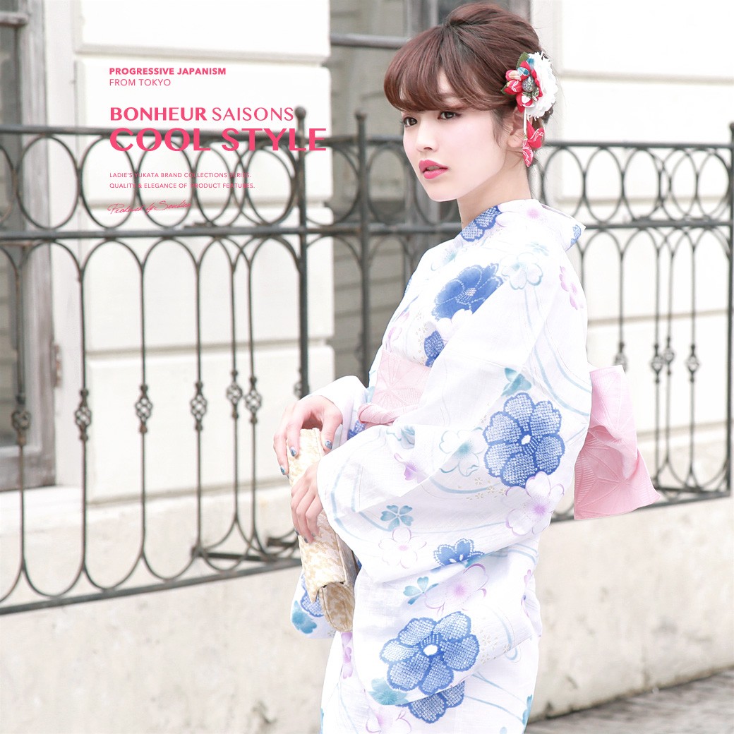 SALE／96%OFF】 浴衣ジェンヌ 浴衣5点セット オフホワイトにラメ水色の