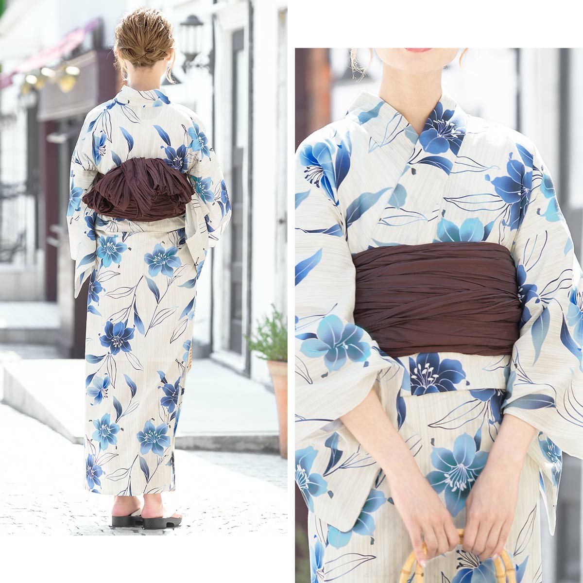 再販残1 ウグイス 凛々青百合☆大人ゆかた☆新品 浴衣セット 3点セット