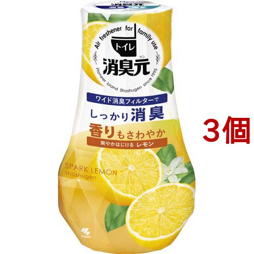 小林製薬 小林製薬 トイレの消臭元 トイレ用 爽やかはじけるレモン 消臭剤 400ml×3セット 消臭元 トイレ用（芳香剤、消臭剤）の商品画像