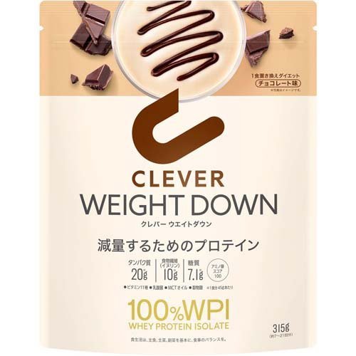 CLEVER（スポーツ） クレバー ウエイトダウン 減量するためのプロテイン チョコレート 315g × 1個 ホエイプロテインの商品画像