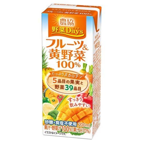 雪印メグミルク 農協 野菜Days フルーツ＆黄野菜 100％ 200ml×18本 紙パック 農協 野菜デイズ 野菜ジュースの商品画像