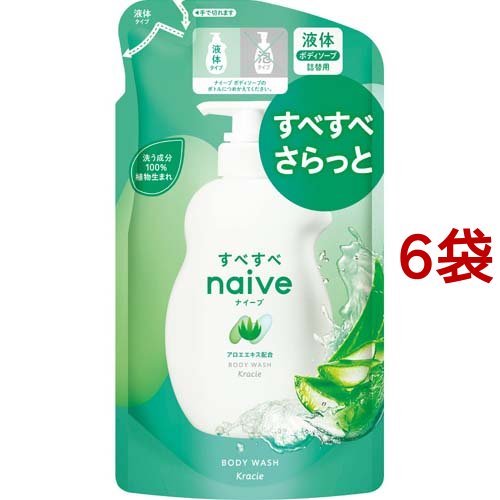 Kracie ナイーブ ボディソープ アロエエキス配合 詰替用 380ml×6個 naive ボディソープの商品画像