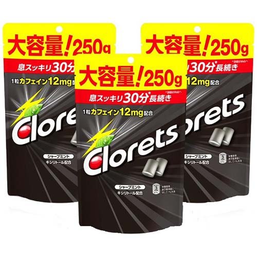 Clorets クロレッツ XP シャープミント スタンドパウチ 粒 250g×3個 ガムの商品画像