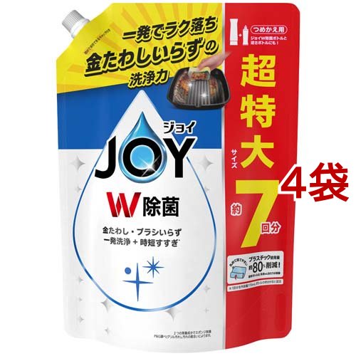 P&G 除菌ジョイコンパクト 微香 詰替用 910ml ×4 ジョイ(P&G) 台所用洗剤の商品画像