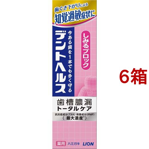 LION デントヘルス 薬用ハミガキ しみるブロック ハーブティーミント 85g×6本 デントヘルス 歯磨き粉の商品画像