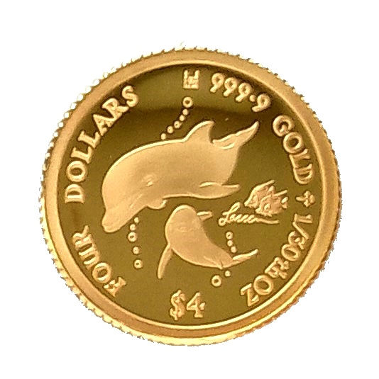  original gold coin 24 gold lasen dolphin gold coin 1/30 ounce 2021 year made mother z Rav written guarantee box attaching!