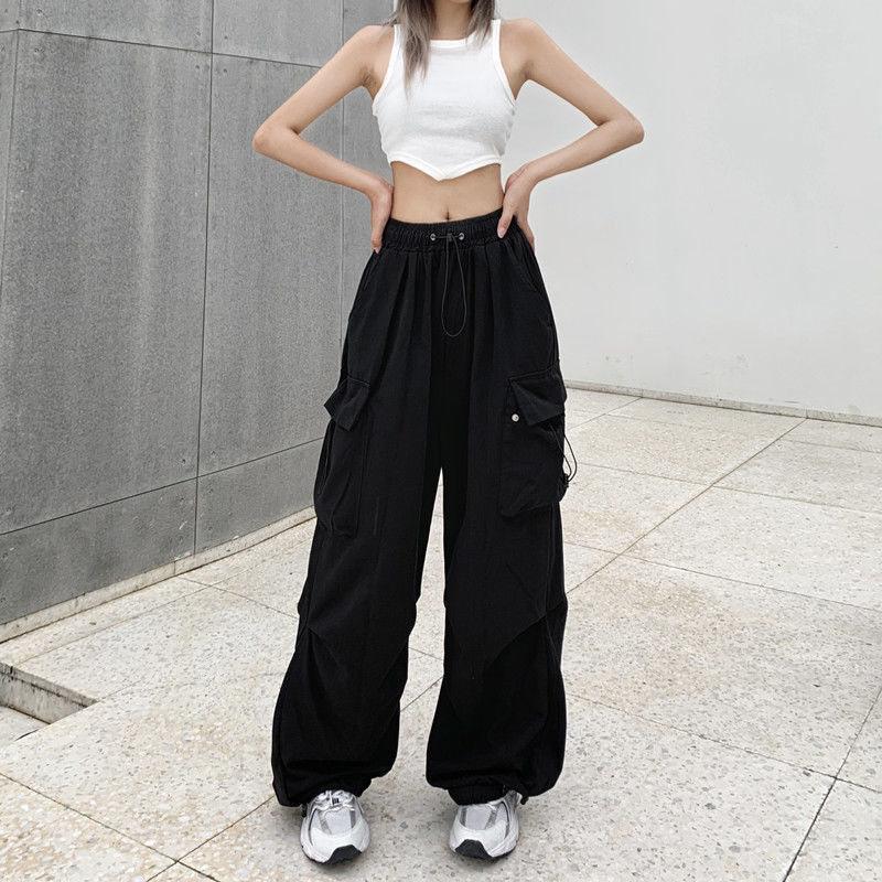  cargo pants lady's military pants cargo lady's pants dance costume casual waist rubber beautiful Silhouette easy body type cover 