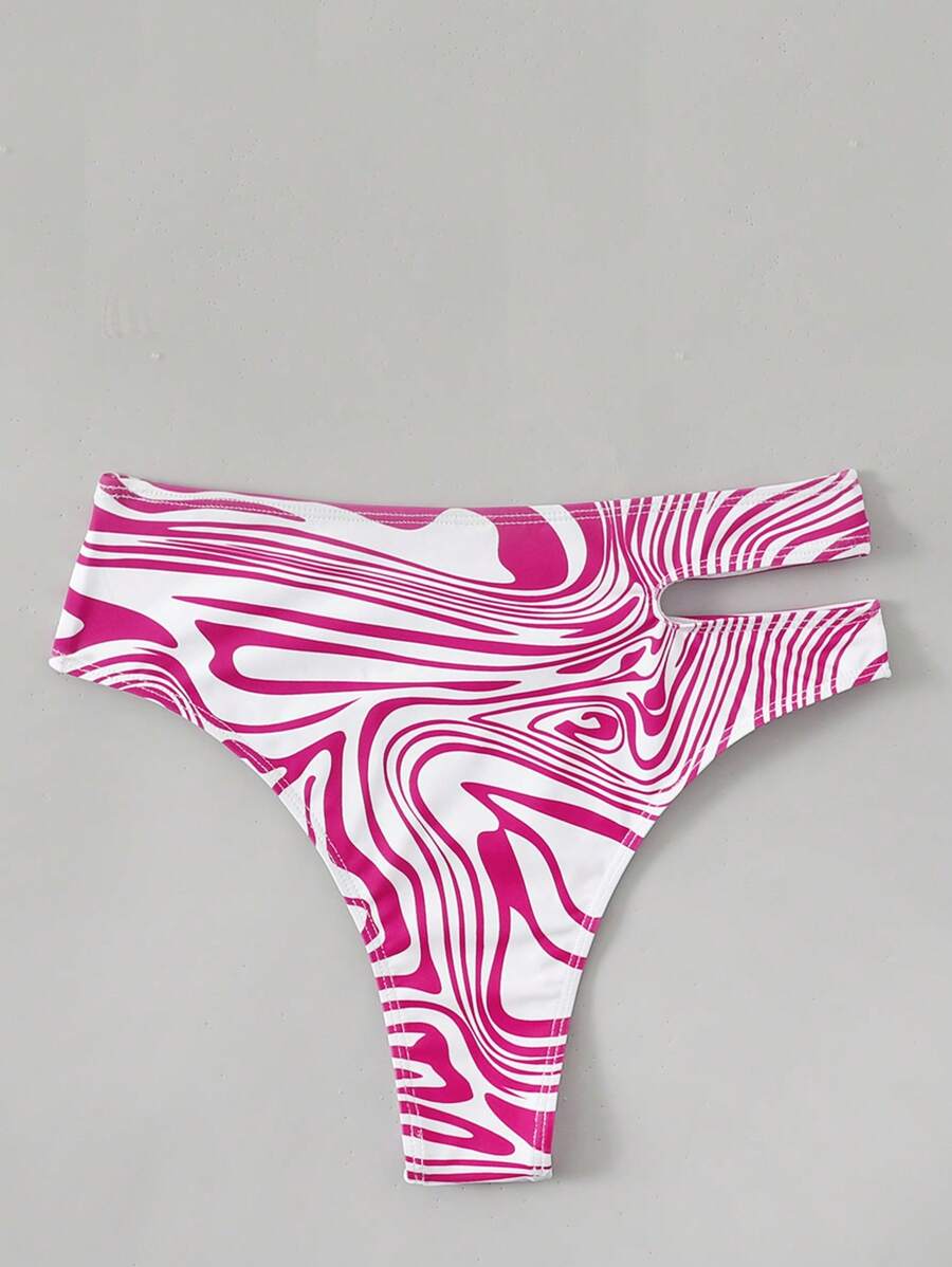  lady's swimsuit bottoms all over print cut out bikini bottoms 