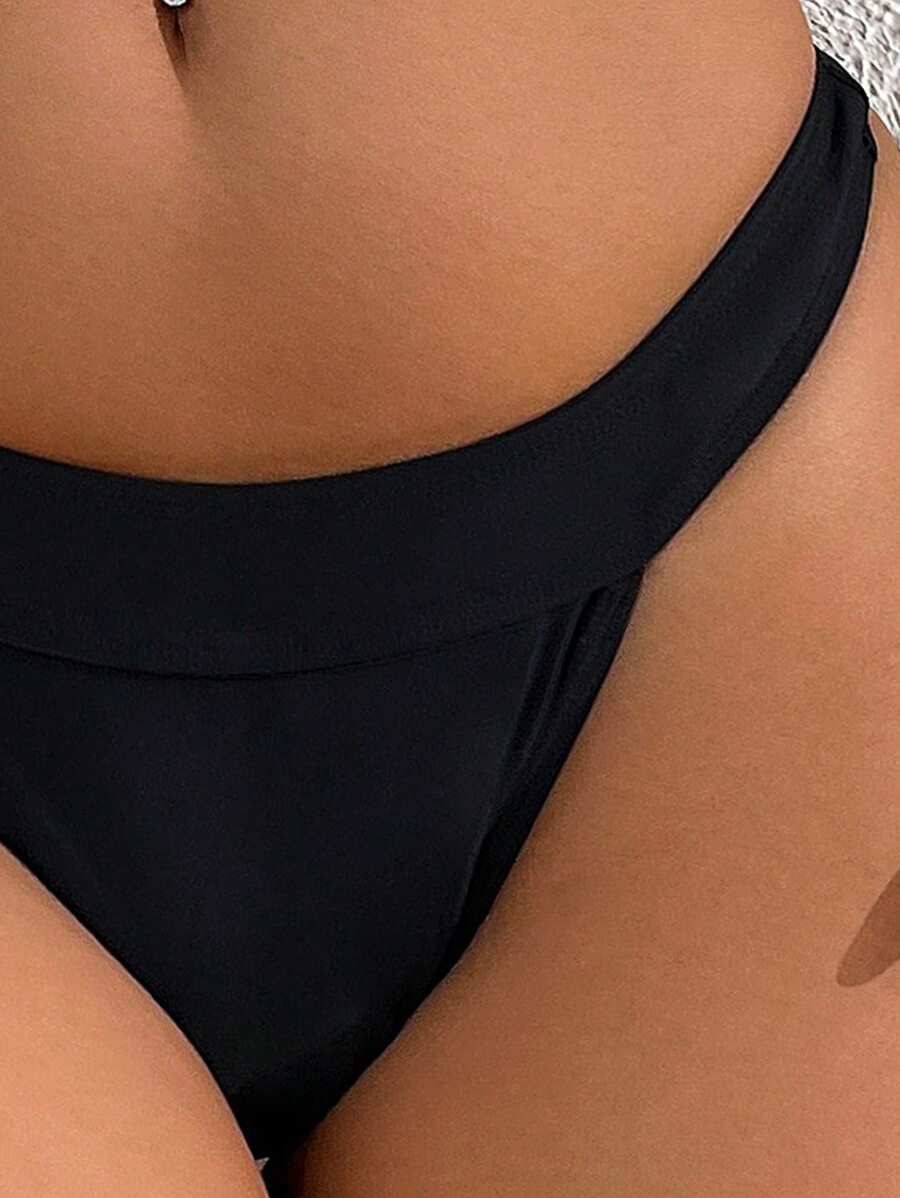  lady's swimsuit bottoms one color high leg waist cut short pants swimsuit under 