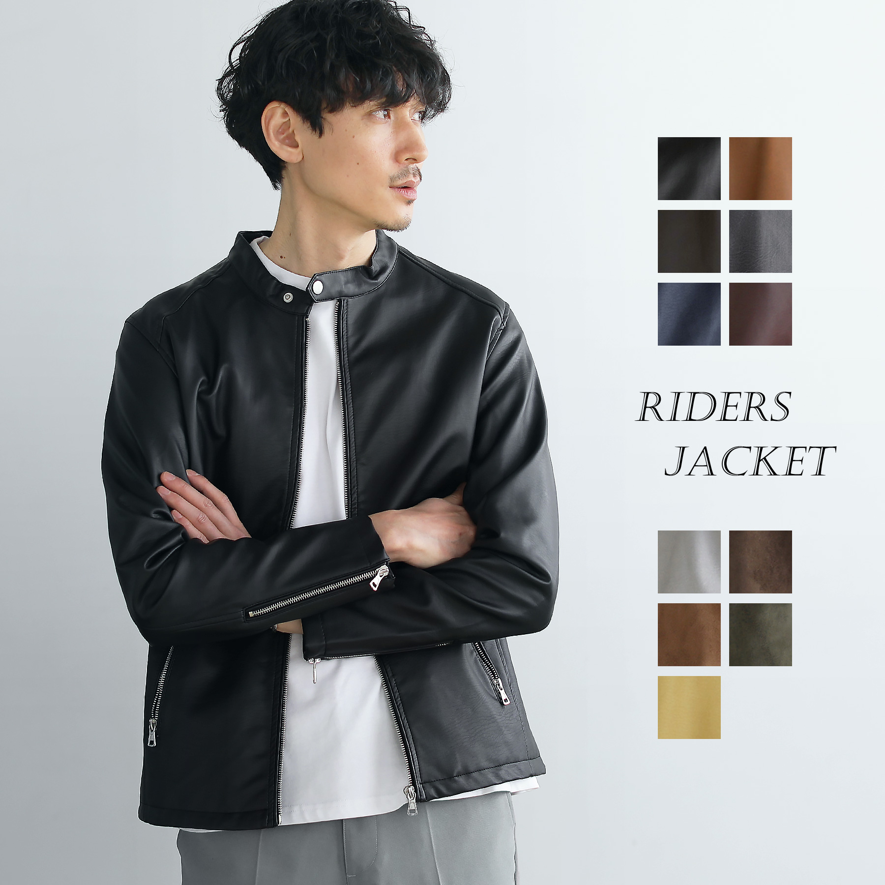  rider's jacket men's PU leather jacket single rider's jacket synthetic leather rayon polyester 