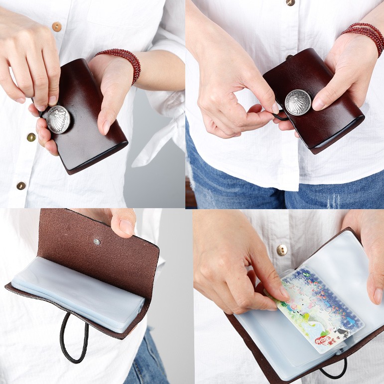 コンチョ付きカードケース 大容量 本革 カード入れ レザー メンズ