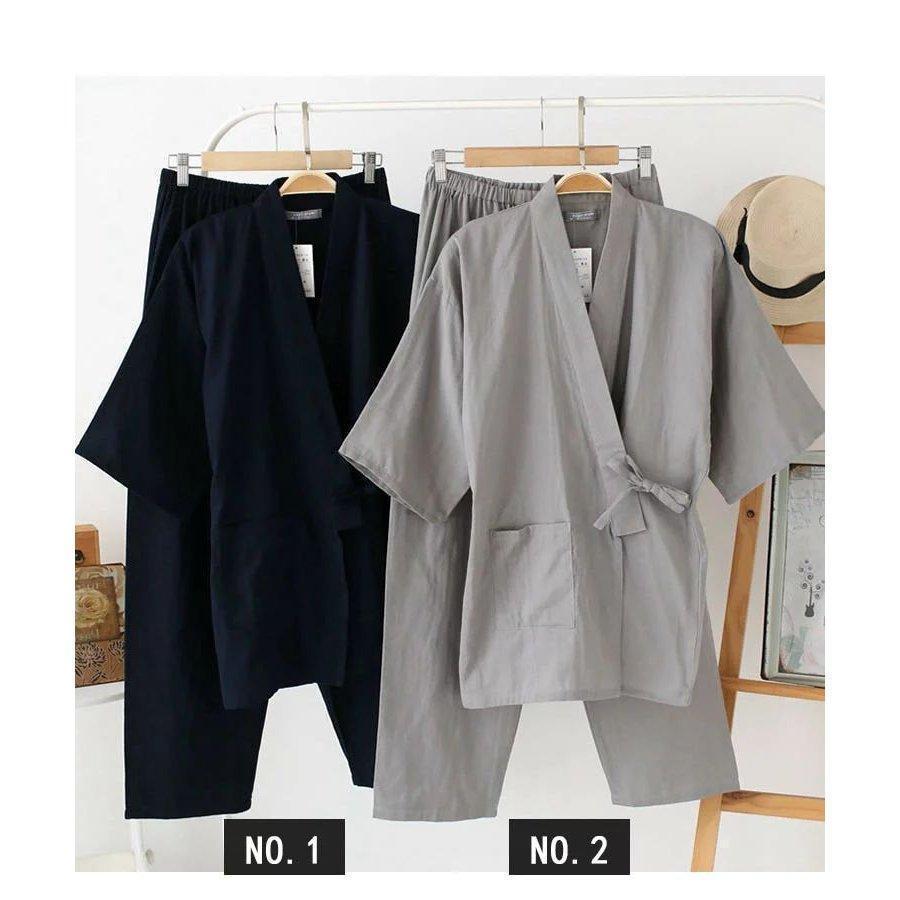  Samue пижама одежда для дома мужской японский стиль пижама верх и низ 2 позиций комплект 7 минут рукав . длинные брюки. верх и низ 2 позиций комплект мужской Night одежда тонкий ML весна 