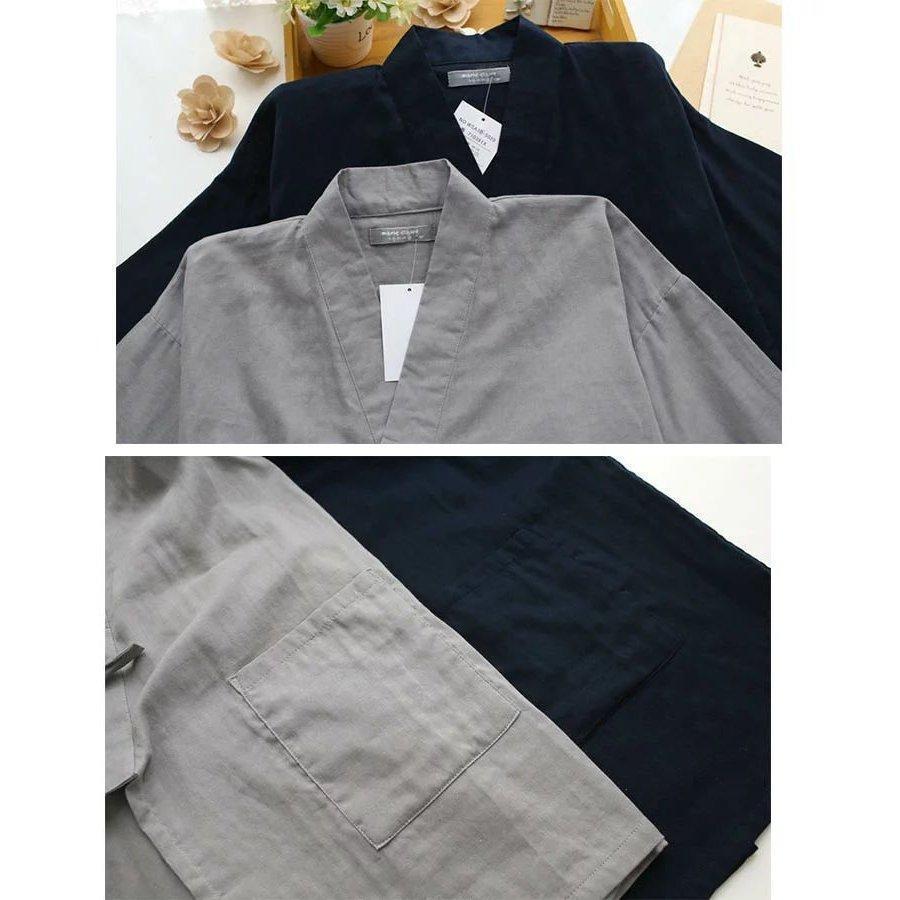  Samue пижама одежда для дома мужской японский стиль пижама верх и низ 2 позиций комплект 7 минут рукав . длинные брюки. верх и низ 2 позиций комплект мужской Night одежда тонкий ML весна 