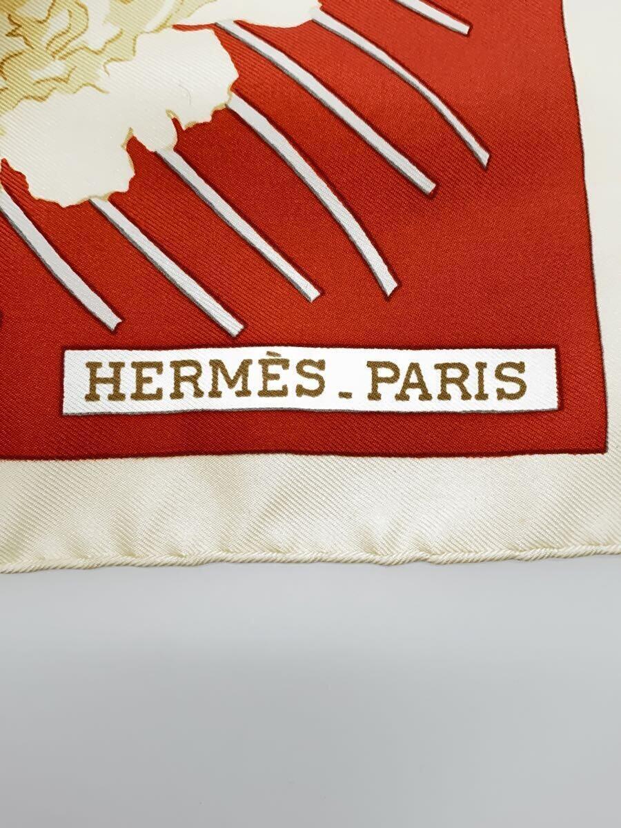 HERMES*les pivoines/. medicine / scarf / silk / red / total pattern / lady's / Hermes //