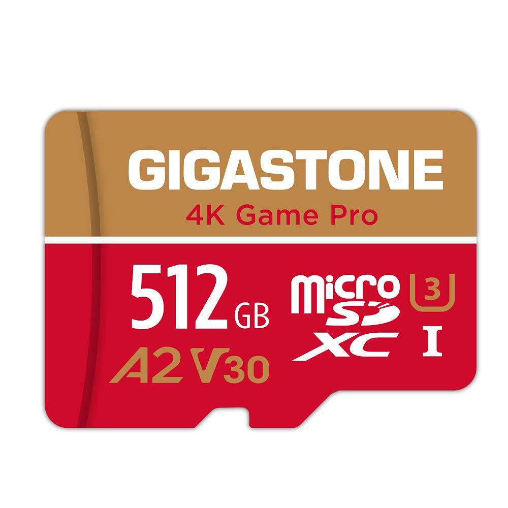Gigastone Micro SD Card 512GB マイクロSDカード 512 GB プロ級 Ultra HD 4K動画対応 Nintendo Switch 動作確認済 超高速起動 A2 V MicroSDメモリーカードの商品画像