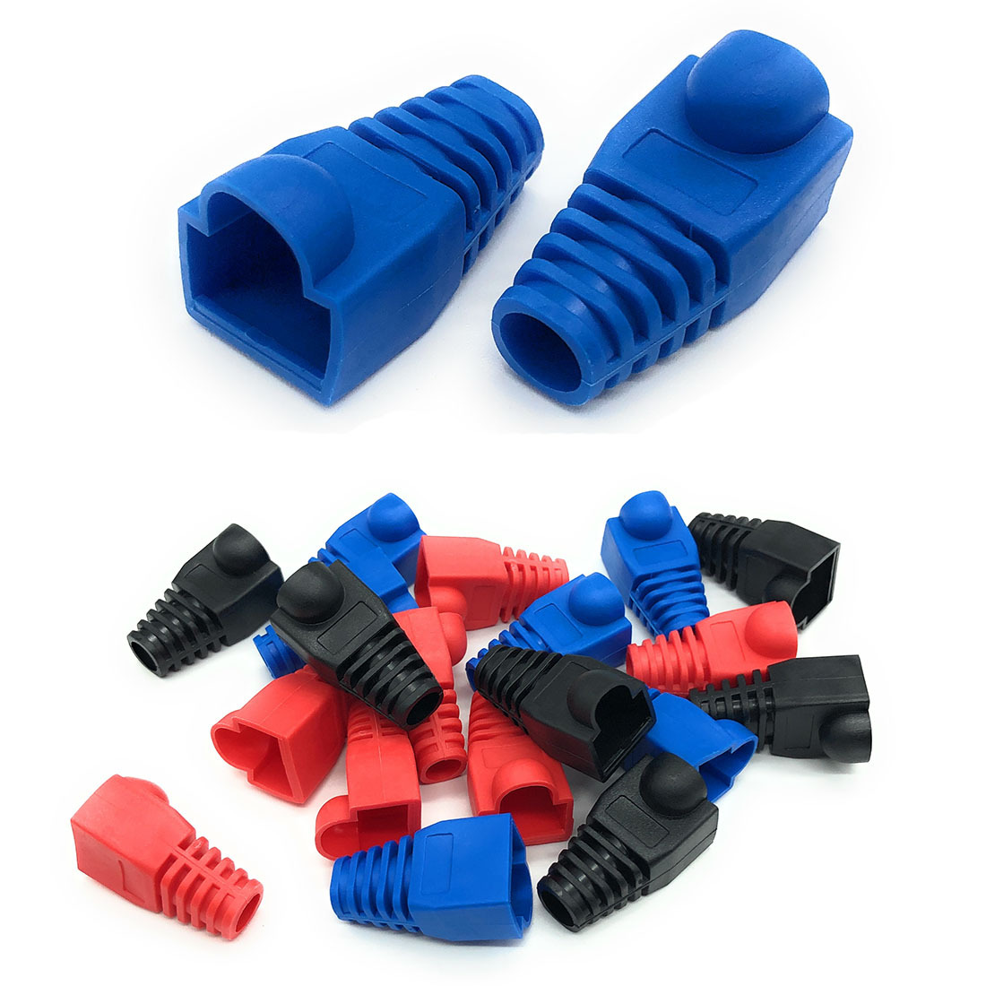 RJ45 LAN кабель коннектор покрытие 100 шт. комплект синий голубой красный красный чёрный черный бесплатная доставка 