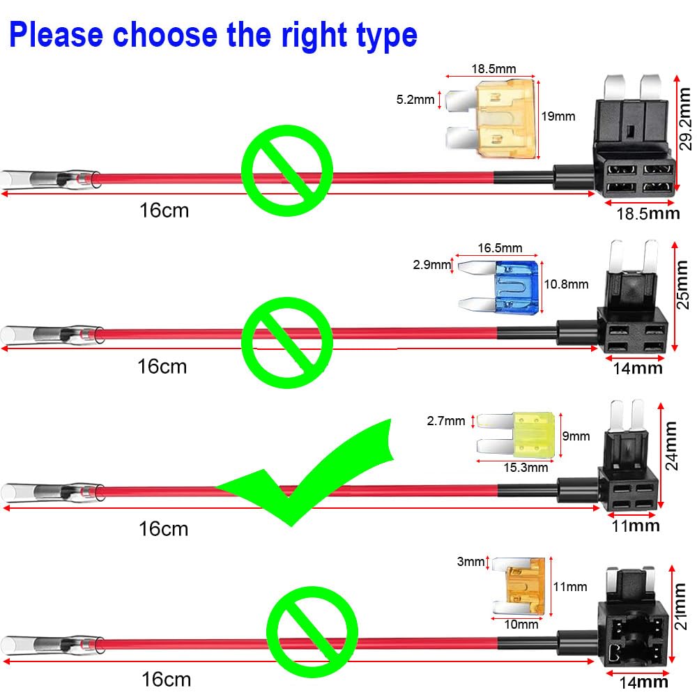 KILIGEN 6 piece 12V 24V Micro 2 circuit fuse tap kit, wire harness attaching automobile Flat type blade fuse holder,6 piece 