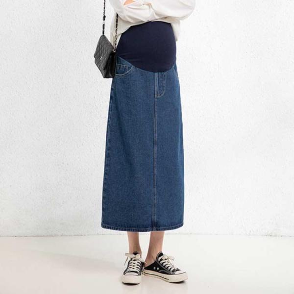  Denim mama body type cover long skirt maxi maternity wear bottoms slit spring mi leak height lady's autumn production front maternity summer ..ka