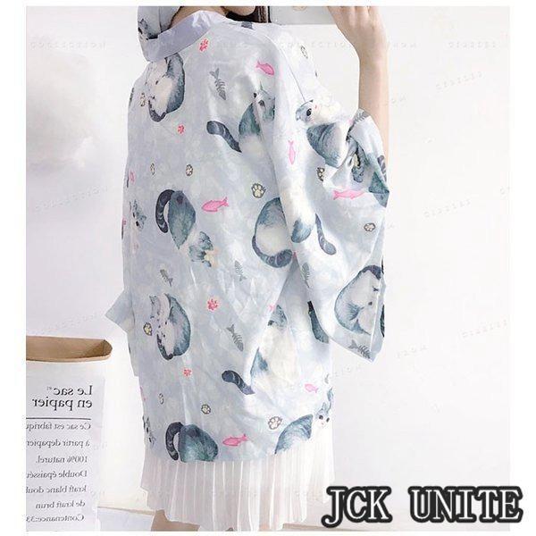  yukata new work is pi large size casual tops jinbei pretty flower fire festival summer costume tops cat pattern 