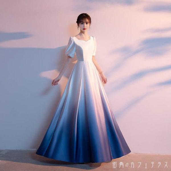  женский платье вечернее платье One-piece длинный длина макси длина градация A линия чистый . взрослый взрослый симпатичный простой короткий рукав синий blue свадьба 