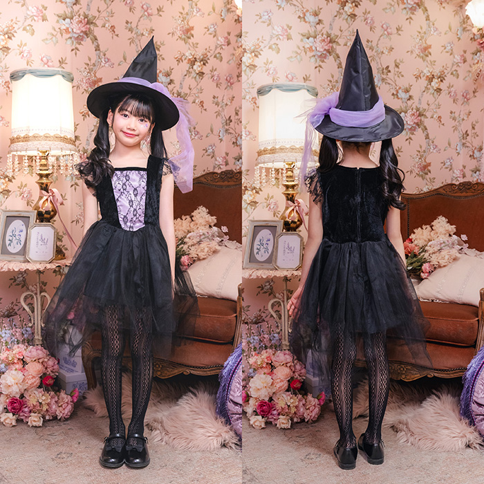  Kids nowa-ruwichi. женщина чёрный wichi шляпа шляпа One-piece костюмированная игра костюм Halloween маскарадный костюм детский ребенок детский сад . ученик начальной школы девочка 120 140