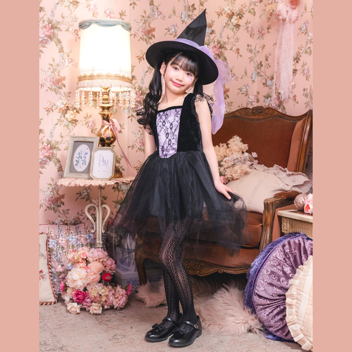  Kids nowa-ruwichi. женщина чёрный wichi шляпа шляпа One-piece костюмированная игра костюм Halloween маскарадный костюм детский ребенок детский сад . ученик начальной школы девочка 120 140